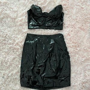 Haute Mess Latex Skirt Set